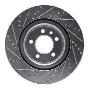 Land Rover Range Rover Sport Brake Rotor (1) - Front Right - R1 Concepts - Drilled & Slotted - Silver - `05-`09